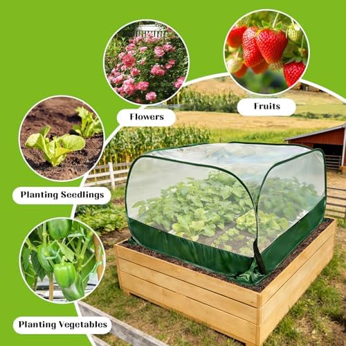 2Pcs 40"x40"x20" Pop Up Garden Mesh Plant Cover-Foldable Plant Protector