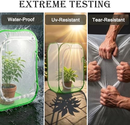 24" Garden Mesh Plant Tent Enclosure, Pop-Up Cage Plant Cover Pest Protection Guard for Fruit, Vegetables, Flowers and Herbs (16" x 16" x 24" )