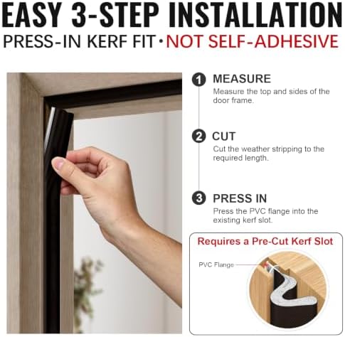 Litaibai Kerf Door Weather Stripping for Exterior Doors, Brown, 20 ft