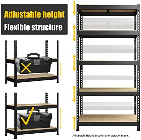 PrimeZone 71" H Heavy Duty Storage Shelves, 5 Tier Garage Shelving Unit
