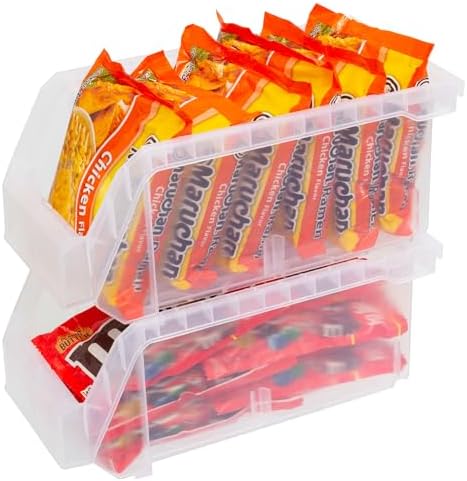 ReadySpace Medium Stackable Plastic Storage Bins, 8-Pack, Clear