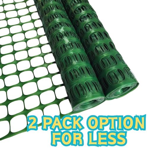 PotatoLife 4'x100' Plastic Mesh Fence for Garden with 100 Zip Ties, Green