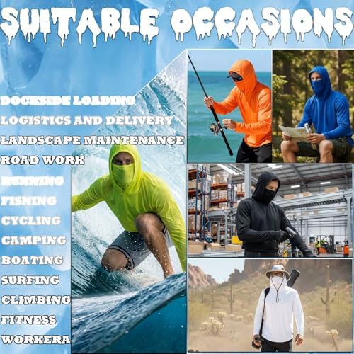 LeeHanTon Men's Sun Shirts Sun Protection Hoodie Shirt UPF 50+ Long Sleeve Work Athletic Shirt with Hooded for Fishing Hiking