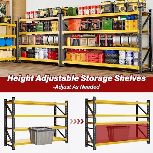 5000LBS Heavy Duty Garage Shelving Units,60" Wide & Deep Storage Shelves,Yellow Metal Garage Shelves,Large Storage Rack,Steel Shelf,Industrial Shelving for Shop,Warehouse,60" W x 24" D x 70" H