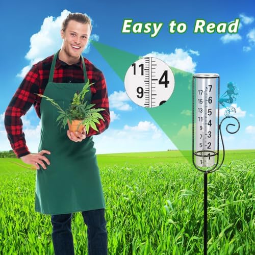 Stargarden Rain Gauge Outdoor, Mermaid Rain Gauge with Metal Stake