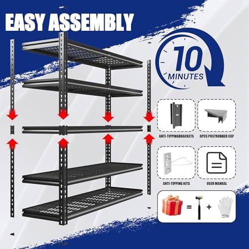 Durstruct 60" W Storage Shelves 5 Tier Garage Shelving Heavy Duty 3000LBS