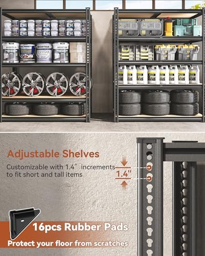 CypBed Garage Shelving Unit,5 Tier, 35.54" W x 16" D x 72" H,Black