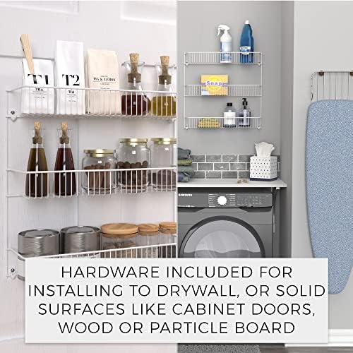 ClosetMaid 3-Tier Hanging Wall Mounted Metal Rack for Spices, Shelf Storage, Pantry Organization, Laundry, Kitchen, Bathroom, White, 8022 (Pack of 2)