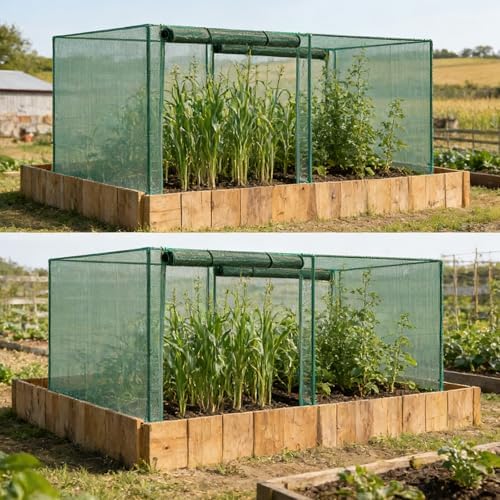 4' x 8' x 6' Crop Cage Plant Protection Tent with Zippered Doors, Pest Guard Cover for Vegetable Garden, Raised Beds, Fruits & Outdoor Plants, Dark Green
