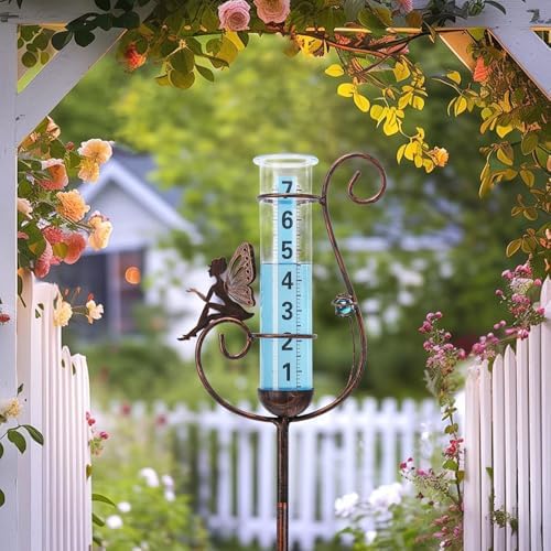 Rain Gauge Outdoor, Fairy Rain Gauges for Yard Patio Lawn Decor
