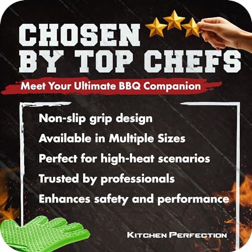 KITCHEN PERFECTION XL Silicone Smoker BBQ Gloves -Heat Resistant Oven Mitts