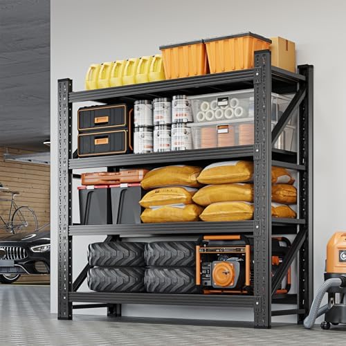 Yizosh 40" W Metal Garage Storage Shelves,Heavy Duty Adjustable Steel Organization Shelving,Utility Rack Shelf,40" W x 20" D x 60" H for Basement,Warehouse,Industrial