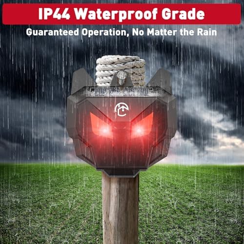 Solar Nocturnal Animal Repeller with Red LED Flashing Lights – Effective Coyote, Raccoon, Skunk, Deer & Hawk Deterrent – Waterproof Predator Lights for Yards, Gardens & Chicken Coops