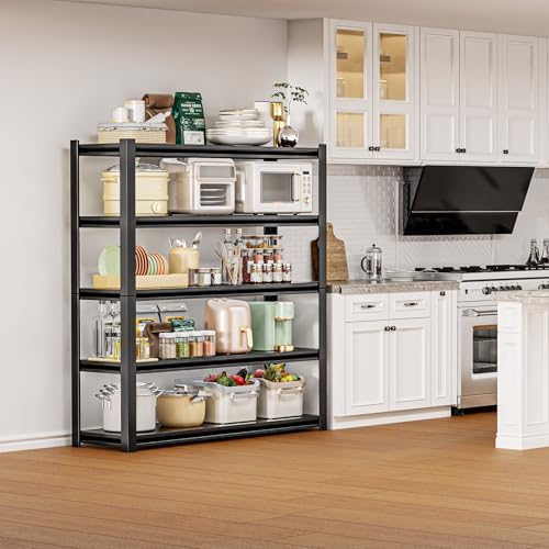 72"H Garage Shelving Units 5-Tier Adjustable Storage Shelves 2500LBS Heavy Duty Metal Shelves Utility Industrial Shelving Rack for Garage Warehouse Pantry Basement,Black (23.6"D×47.2"W×72"H)