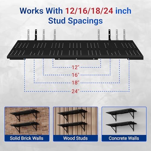 FLEXIMOUNTS 2-Pack 1x3ft Garage Shelving Perforated Wall Shelf