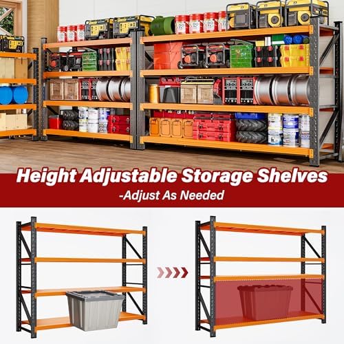 6000LBS Heavy Duty Garage Shelving Units,79" Wide & Deep Storage Shelves,Orange Metal Garage Shelves,Large Storage Rack,Steel Shelf,Industrial Shelving for Shop,Warehouse,79" W x 24" D x 79" H