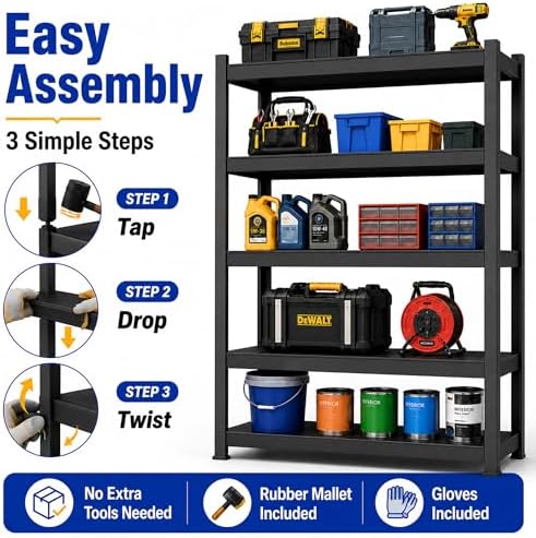SAWJEC 78" H x 48" W x 18" D Tall Garage Storage Shelves Heavy Duty Unit