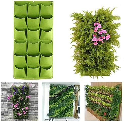 ZOENHOU 2 Pack Total 36 Roomy Pockets Green Vertical Garden Planter, Wall-Hanging Flower Pot Bags, Felt Wall Mount Balcony Planter Pouch for Herbs, Succulent, Flowers and Vegetables