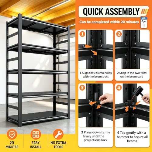 Storage Shelves Heavy Duty Adjustable 5tier Metal Garage Shelving Unit