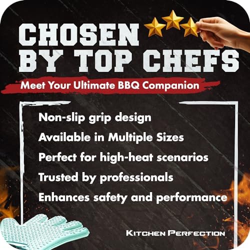 KITCHEN PERFECTION S Silicone Smoker BBQ Gloves - Heat Resistant Oven Mitts
