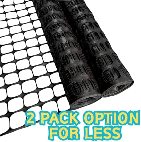 PotatoLife 4'x100' Plastic Mesh Fence for Garden with 100 Zip Ties, Black