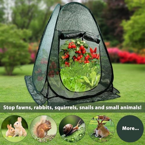 2 PCS Pop up Plant Cover Tent for Outdoor Plants, Large Plant Shade Tent 80% UV Resisitant Sunblock Shade Cloth Net Zipper Door Garden Pest Guard Plants Sun Protection with Stakes, 28 x 28 x 32 Inch