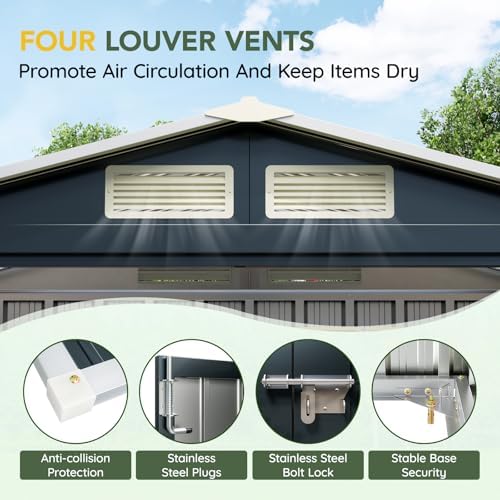 Breezz Vertical Outdoor Steel Storage Shed with Floor Frame, 5 x 3 ft