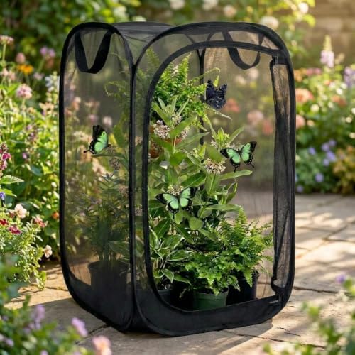 Mesh Plant Protection Enclosure, Portable Collapsible Garden Grow Cage with Mesh Barrier, Pest & Bird Proof Plant Cover for Vegetables, Fruits, Outdoor Patio Balcony Use, 36 Inches Tall