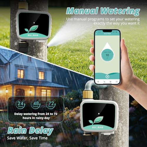 QUOBAS WiFi Water Timer for Garden Hose, 1 Zone Brass Smart Sprinkler Timer