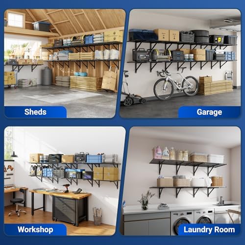 FLEXIMOUNTS 2 Pack 2x6ft Heavy Duty Garage Storage Wall Shelving, Black