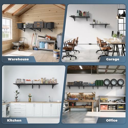 Jusgym 2 Pack Wall Mounted Garage Shelving, 2x3ft, 700lbs Integrated Grid
