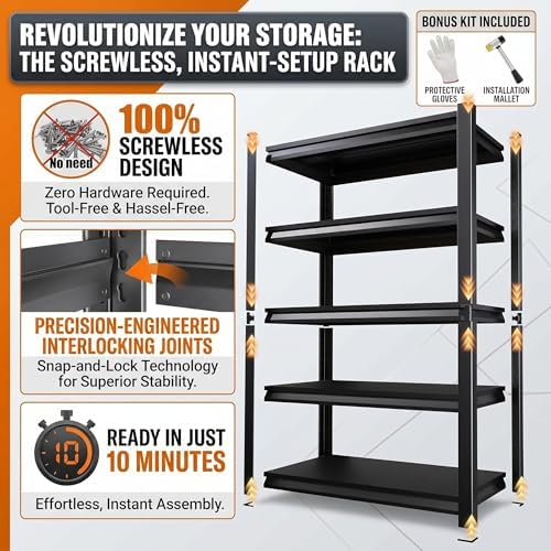 Garage Shelving, Heavy Duty Adjustable Boltless Metal Storage Shelves