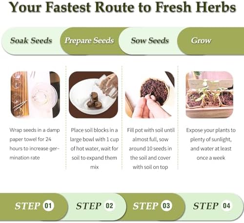 5 Herb Garden Planter Indoor with Wooden Box, Home Kitchen Seed Starter Kit Including Basil, Thyme, Parsley, Rosemary, Mint, Birthday, Mothers Day, House Warming, Gardening Gifts for Women, Mom
