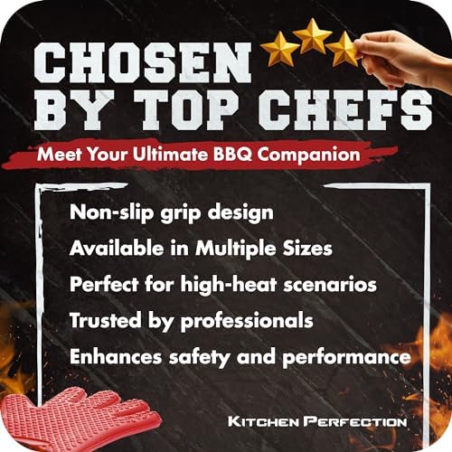 KITCHEN PERFECTION S Silicone Smoker BBQ Gloves - Heat Resistant Oven Mitts