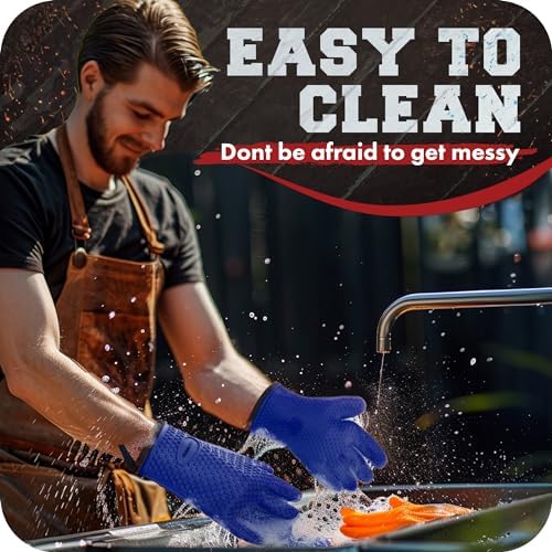 KITCHEN PERFECTION XL Silicone Smoker BBQ Gloves -Heat Resistant Oven Mitts