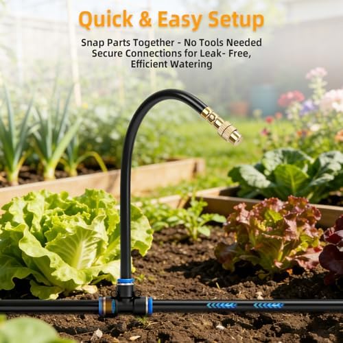 200FT Drip Irrigation System, 2026 Upgrade Garden Watering Kit with 32pcs 360° Adjustable Copper Nozzles, High-Flow DIY Sprinkler System for Large Gardens, Farms, Greenhouses, Lawns (200 ft)