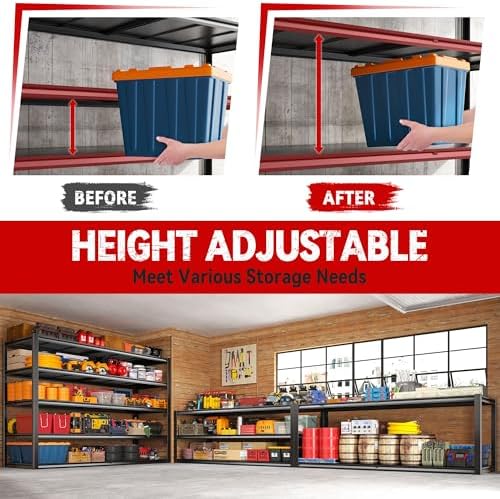 REIBII 78" H Garage Shelving,Heavy Duty Storage Shelves for Basement