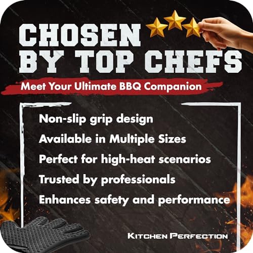 KITCHEN PERFECTION S Silicone Smoker BBQ Gloves - Heat Resistant Oven Mitts