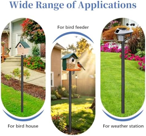 Bird Feeder Pole Heavy Duty 93.5" Tall, Rustproof Metal Birdhouse Pole with Barbed Spike, Tool-Free Threaded Assembly & Adjustable Height 32"-93.5" for Outdoor Birdhouse or Feeder