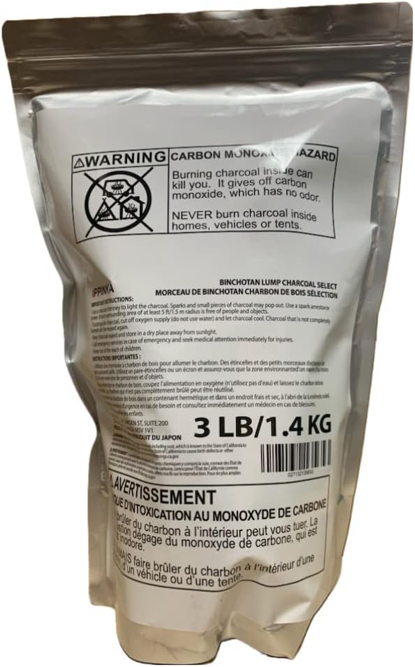 Kishu Binchotan BBQ Charcoal, Product of Japan, Select Plus Grade 3lb of Lump Charcoal