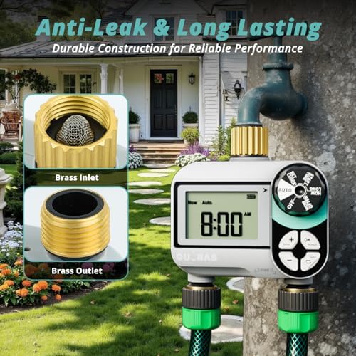 QUOBAS Brass Sprinkler Timer, 2 Pack Water Hose Timer for Garden Hose