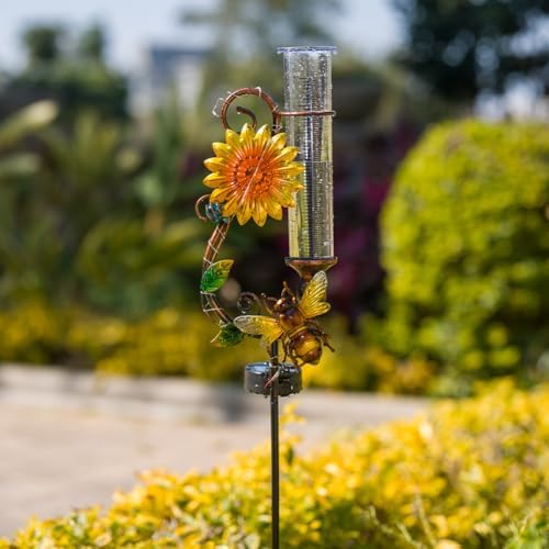 Stargarden Rain Gauge Outdoor, Solar Rain Gauge