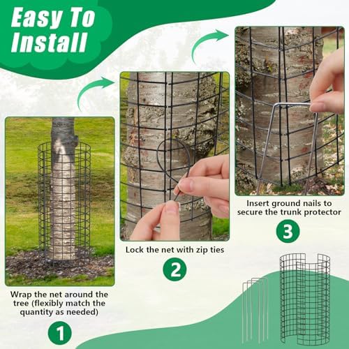 UQM 6 Pack Tree Trunk Protector, 12 Pcs Metal Tree Guards Trunk Protector