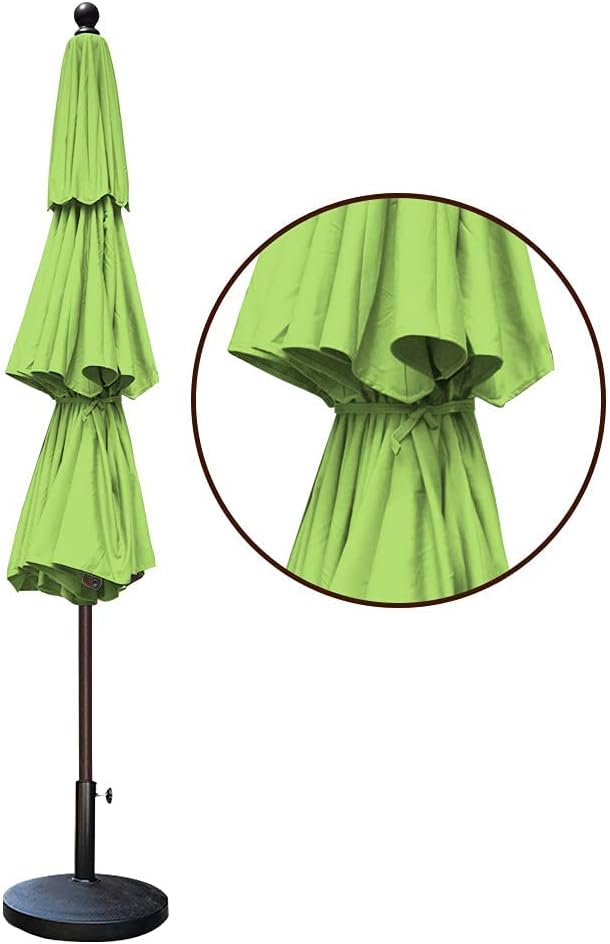 EliteShade USA 10-Year-Non-Fading 11Ft 3 Tiers Market Umbrella Patio Outdoor Cylinder Auto Push-up Table Umbrella with Ventilation,Macaw Green