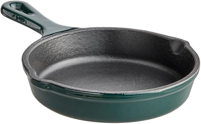 Commercial Grade, Cast Iron Enameled Cookware (Green, Skillet 5“)