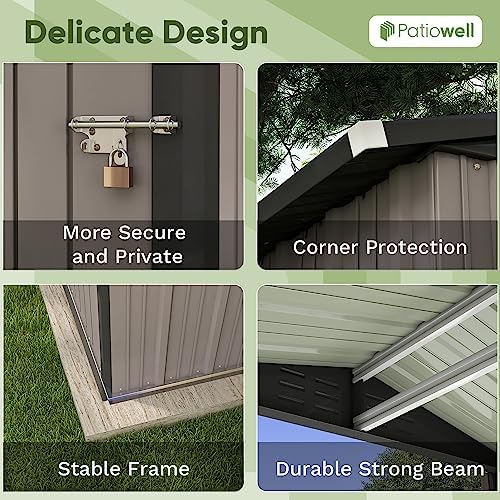 Patiowell 6x4 FT Outdoor Storage Shed, Garden Tool Storage Shed