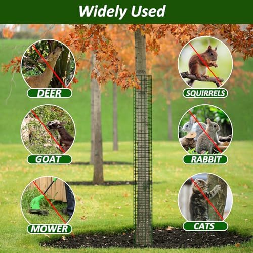 48" Metal Tree Trunk Protector, 4 Pack Mesh Tree Guards Tree Protectors with Zip Ties, Stakes, ExpandableTree Trunk Protector Guard, Tree Protectors from Deer, Mower, Animals(48",4 Pack)