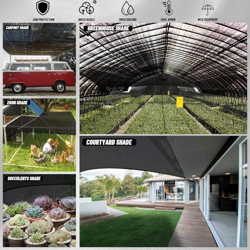Cool Area Sun Shade Cloth with Grommets for Garden, 40% 8x20ft, Black