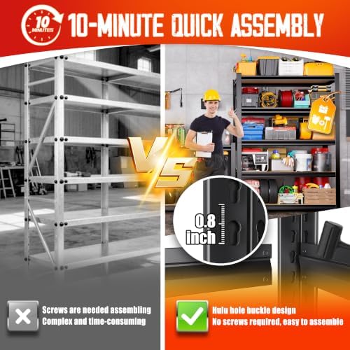 Set of 8-46" W Garage Shelving-2050 lbs 5 Tier Storage Shelves,Adjustable Heavy Duty Metal Shelving Unit and Storage Large Rack,Utility Steel Shelf for Warehouse Industrial Pantry 71"x46"x18"
