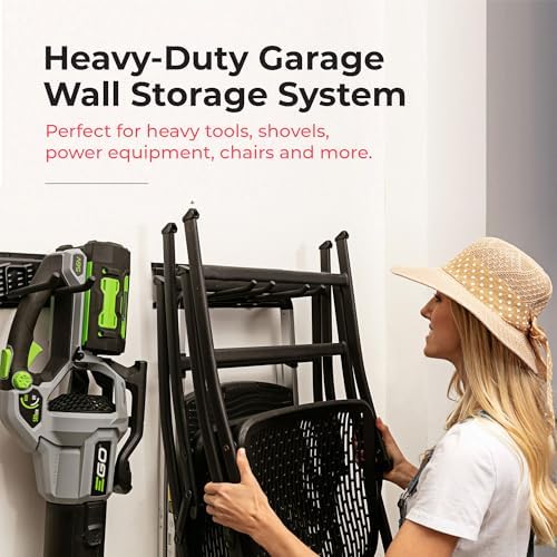TIDYME Garage Tool Organizer Wall Mount 64", 2 Shelves & 4 Double Hooks